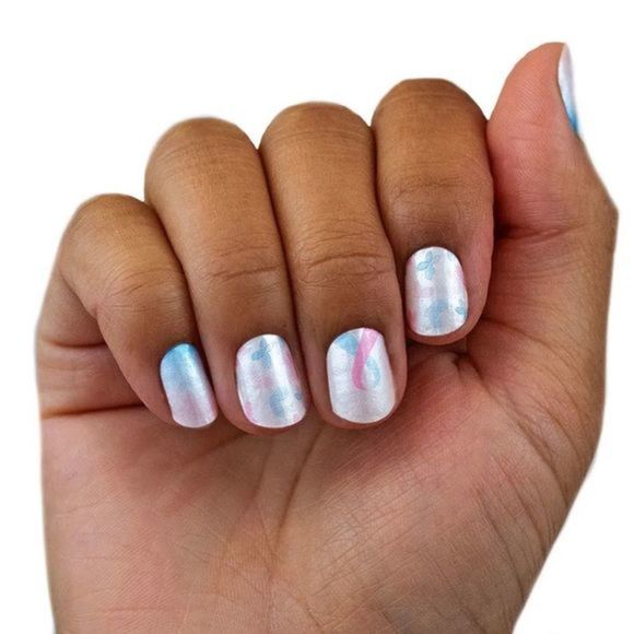 Color Street |  Never Forgotten pink & blue butterfly watercolor shimmer nails - Picture 3 of 10